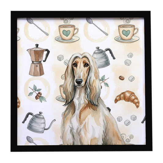 Buy this Afghan Hound Coffee Bar Framed Metal Print