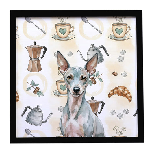 Buy this American Hairless Terrier Coffee Bar Framed Metal Print