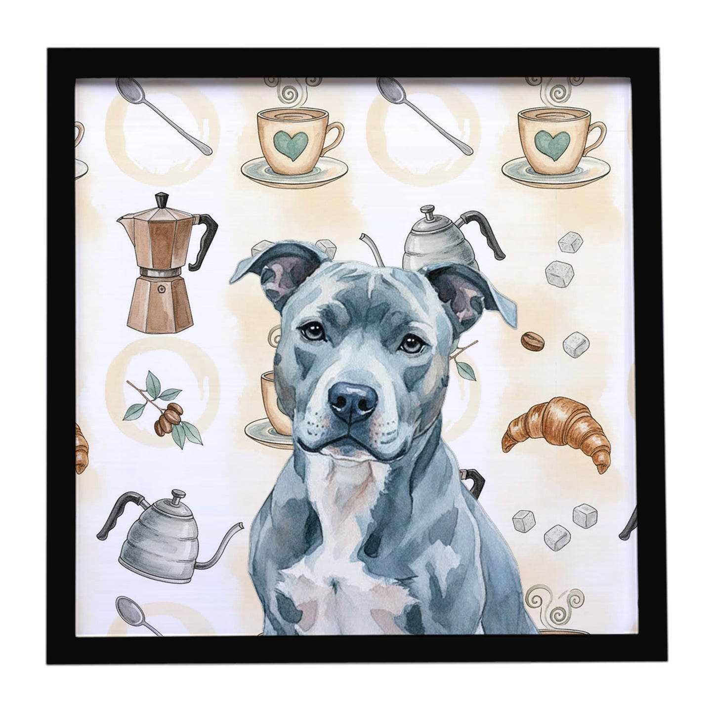 Buy this Blue American Staffordshire Terrier Coffee Bar Framed Metal Print