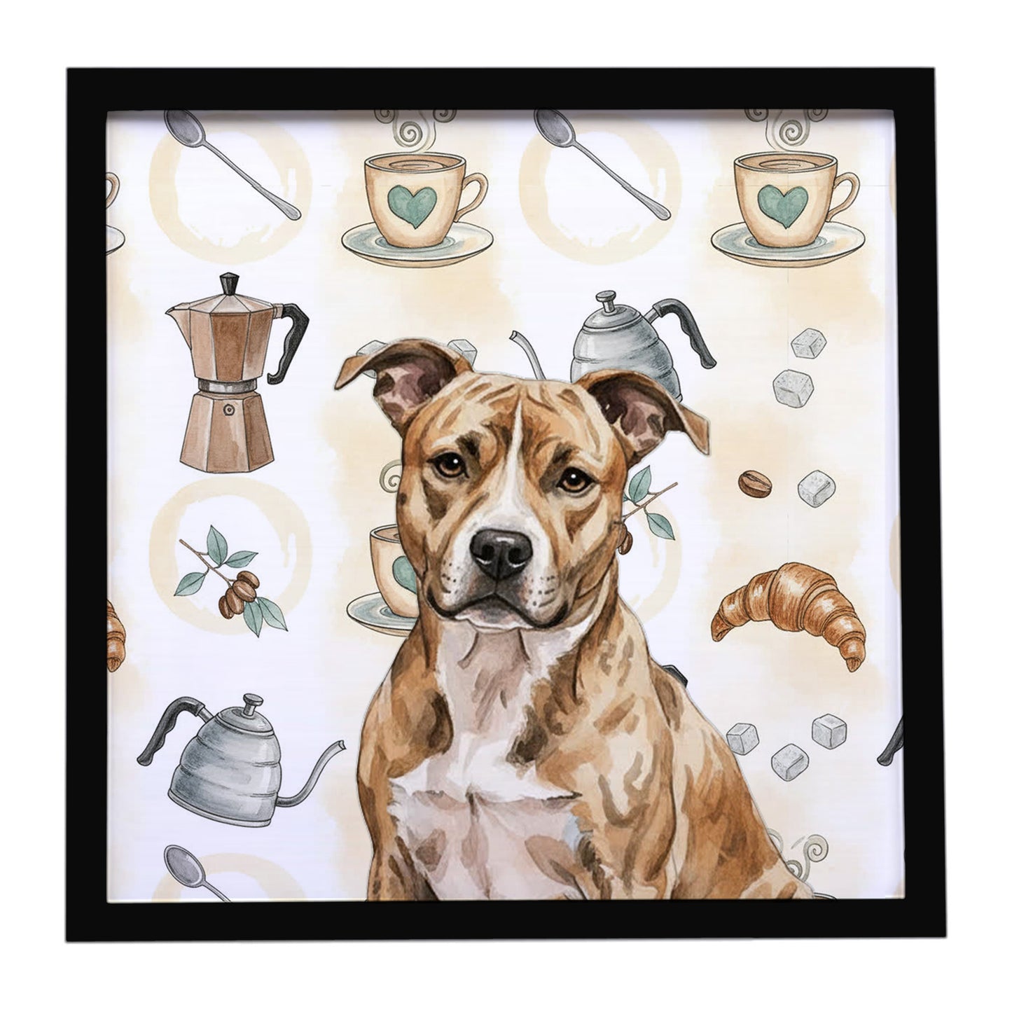 Buy this Brindle American Staffordshire Terrier Coffee Bar Framed Metal Print