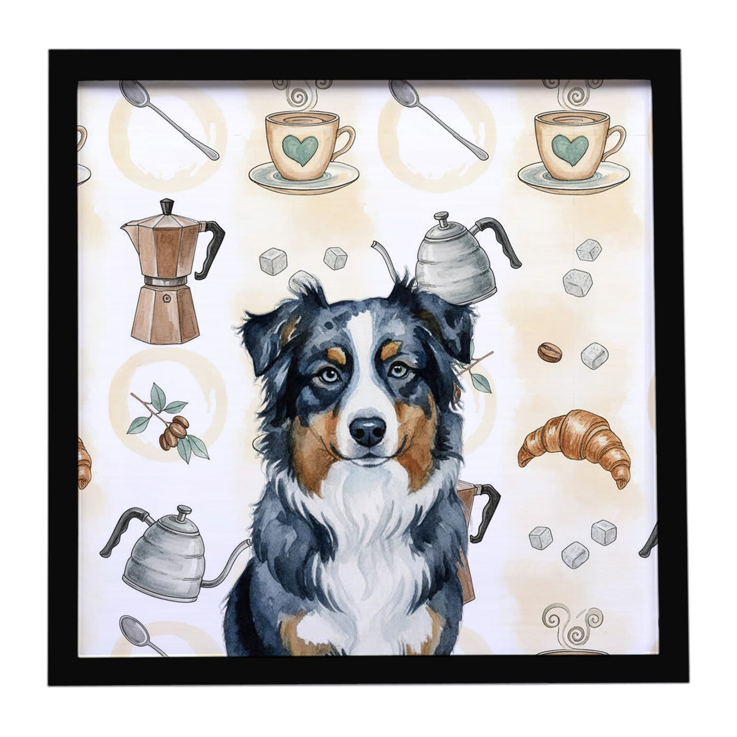 Buy this Black Australian Shepherd Coffee Bar Framed Metal Print