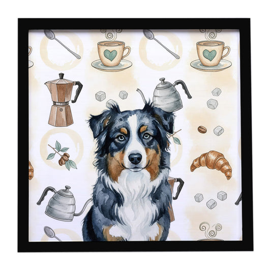 Buy this Black Australian Shepherd Coffee Bar Framed Metal Print