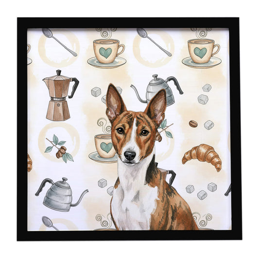 Buy this Brindle and White Basenji Coffee Bar Framed Metal Print