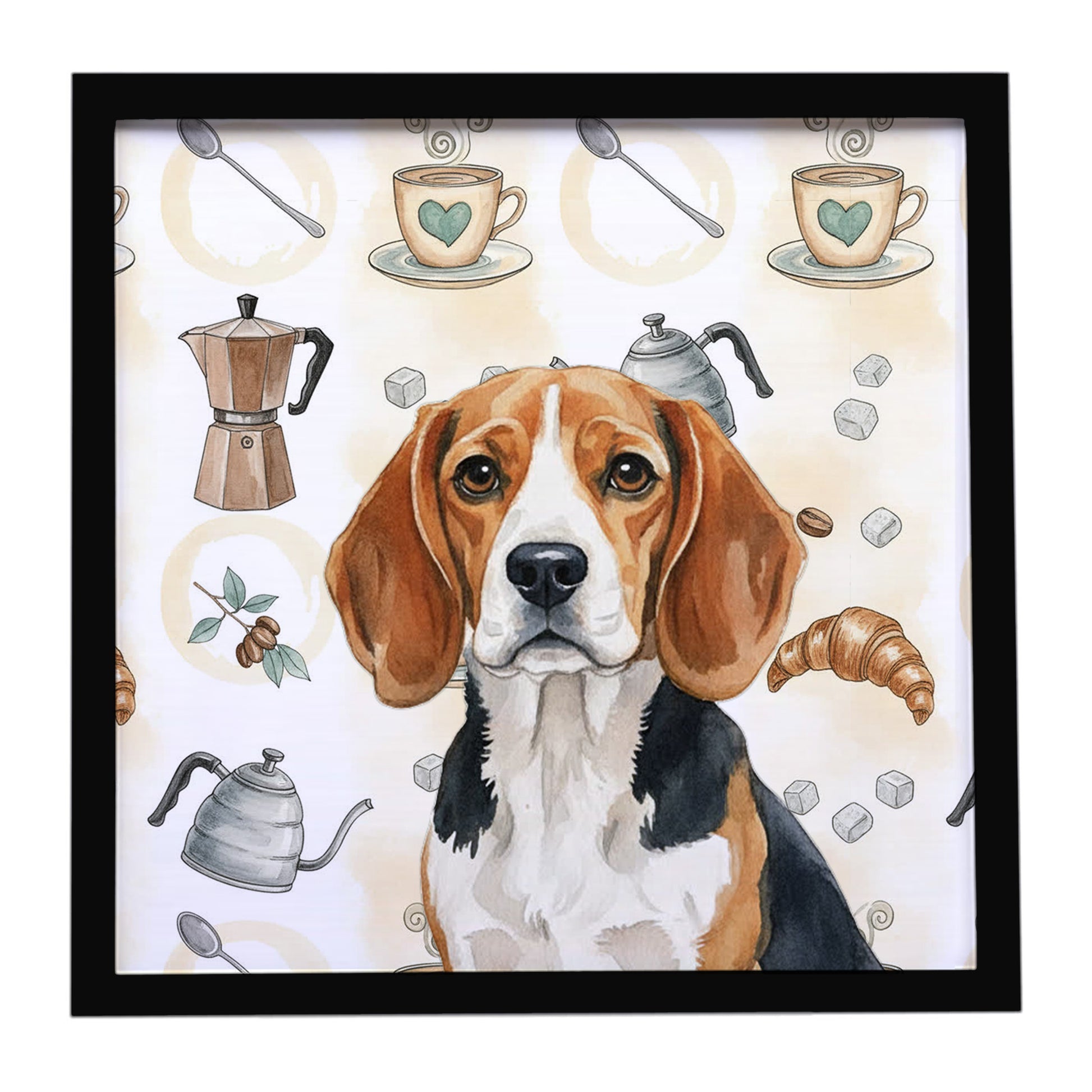 Buy this Beagle Coffee Bar Framed Metal Print