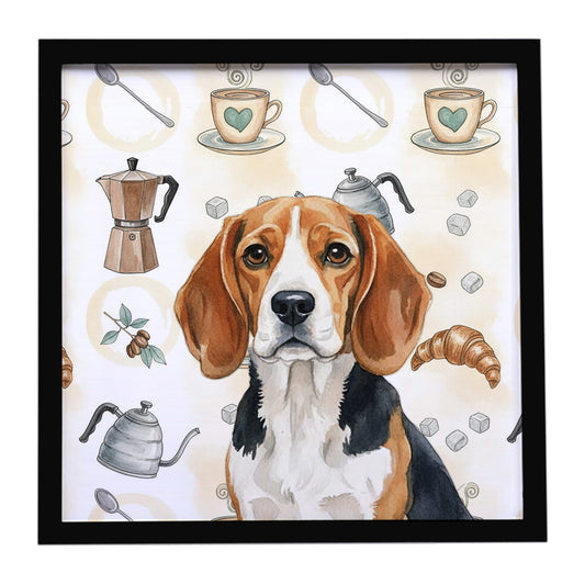 Buy this Beagle Coffee Bar Framed Metal Print