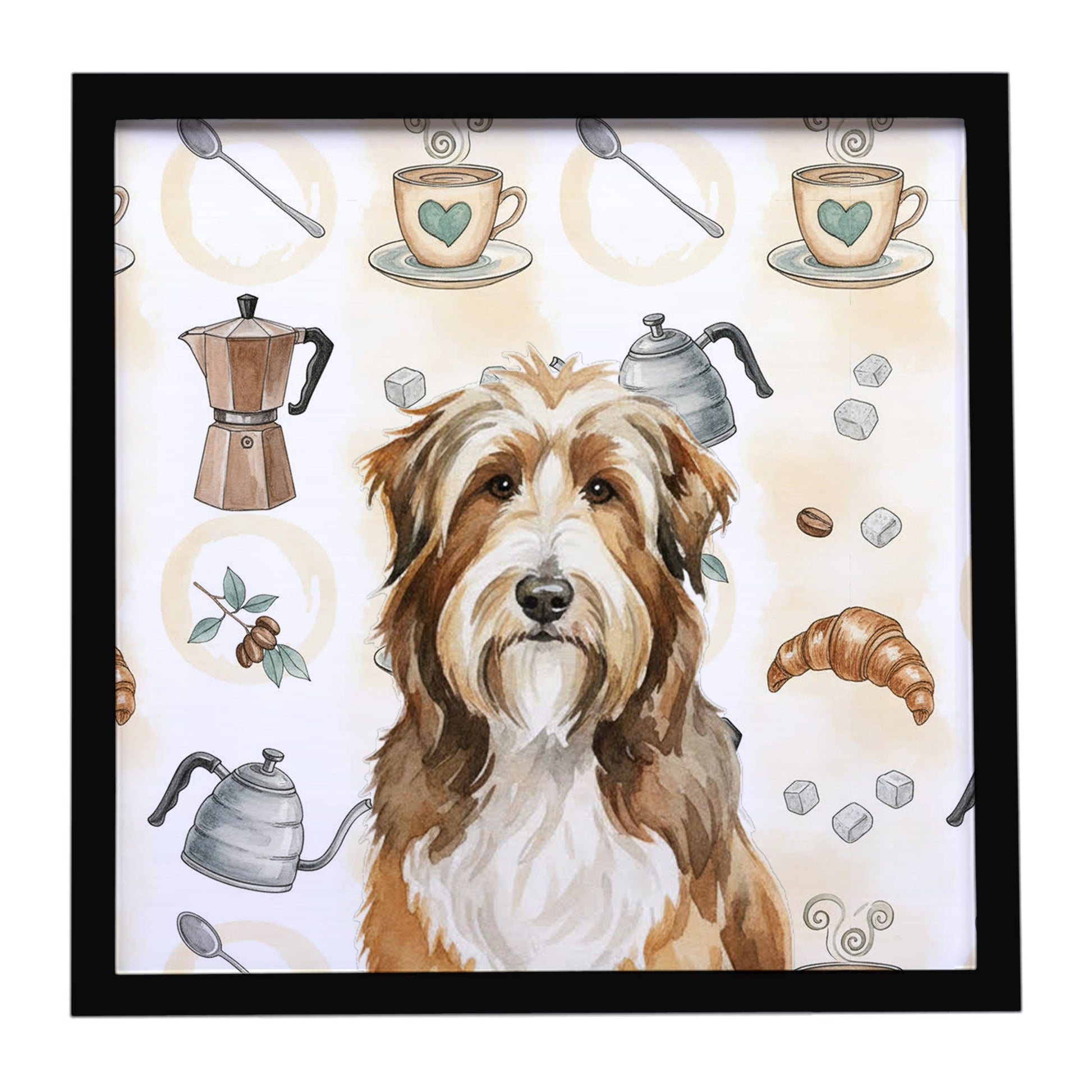 Buy this Brown Bearded Collie Coffee Bar Framed Metal Print