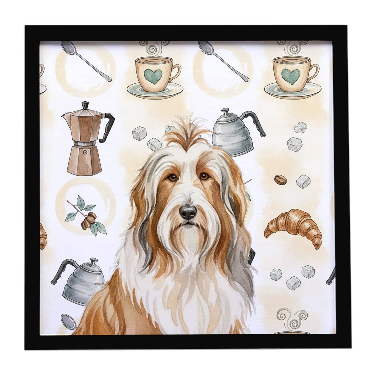 Buy this Fawn Bearded Collie Coffee Bar Framed Metal Print