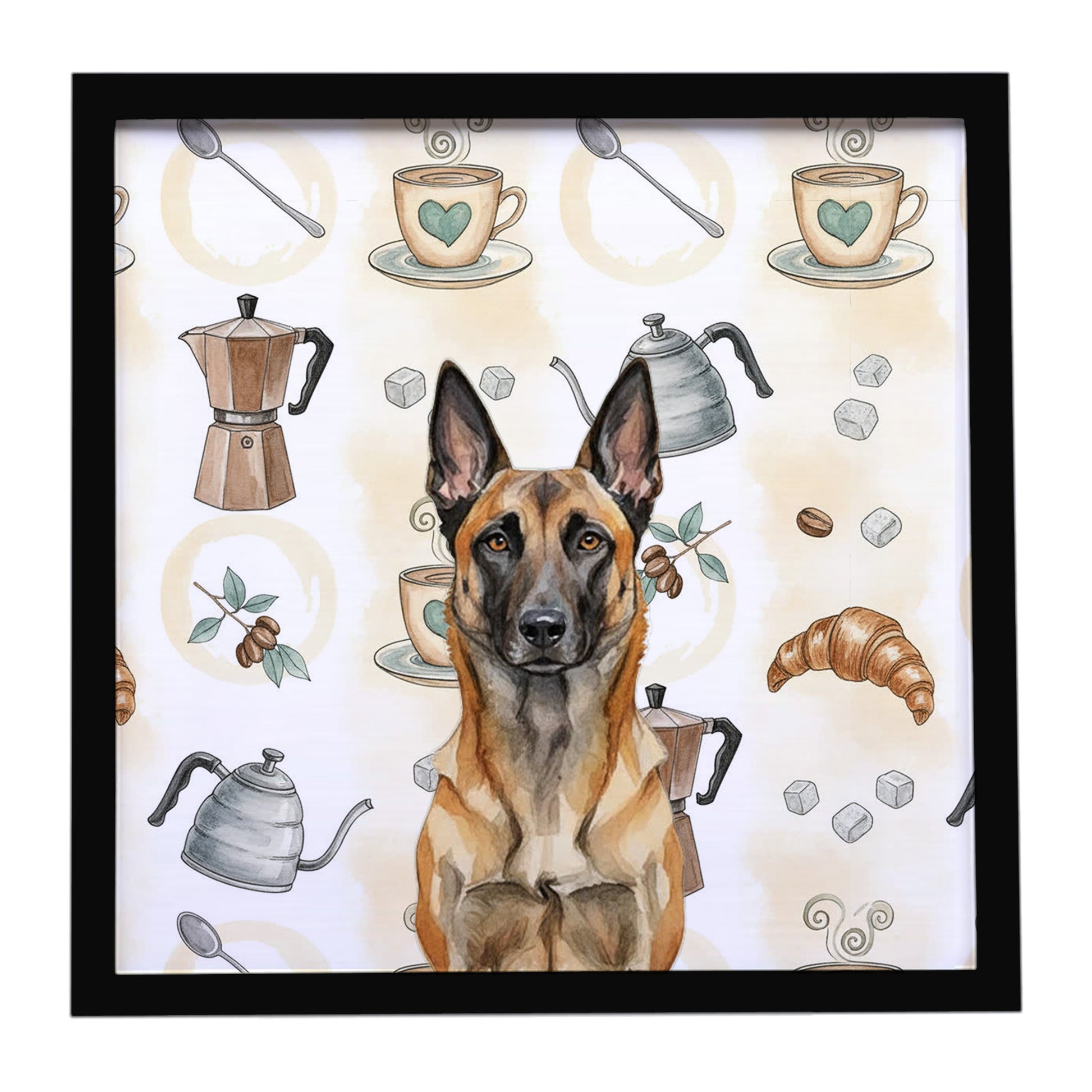 Buy this Belgian Malinois Coffee Bar Framed Metal Print