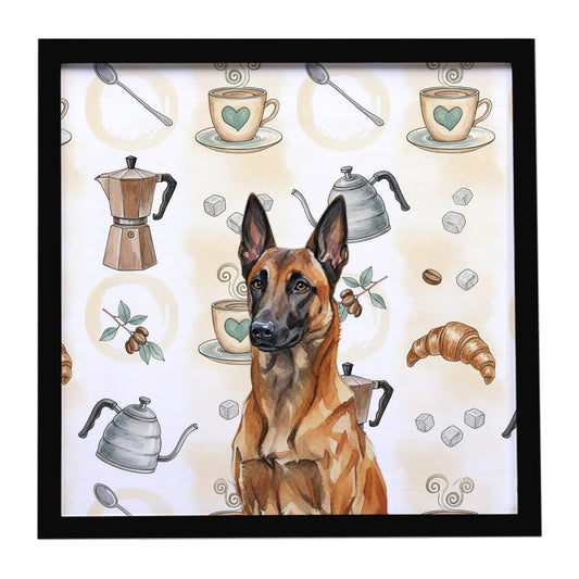 Buy this Mahogany Belgian Malinois Coffee Bar Framed Metal Print