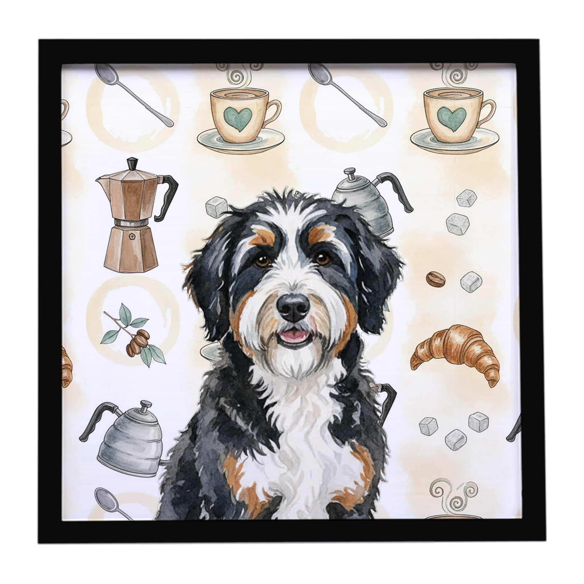 Buy this Berndoodle Coffee Bar Framed Metal Print