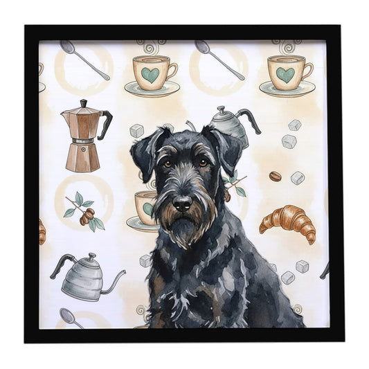 Buy this Black Russian Terrier Coffee Bar Framed Metal Print