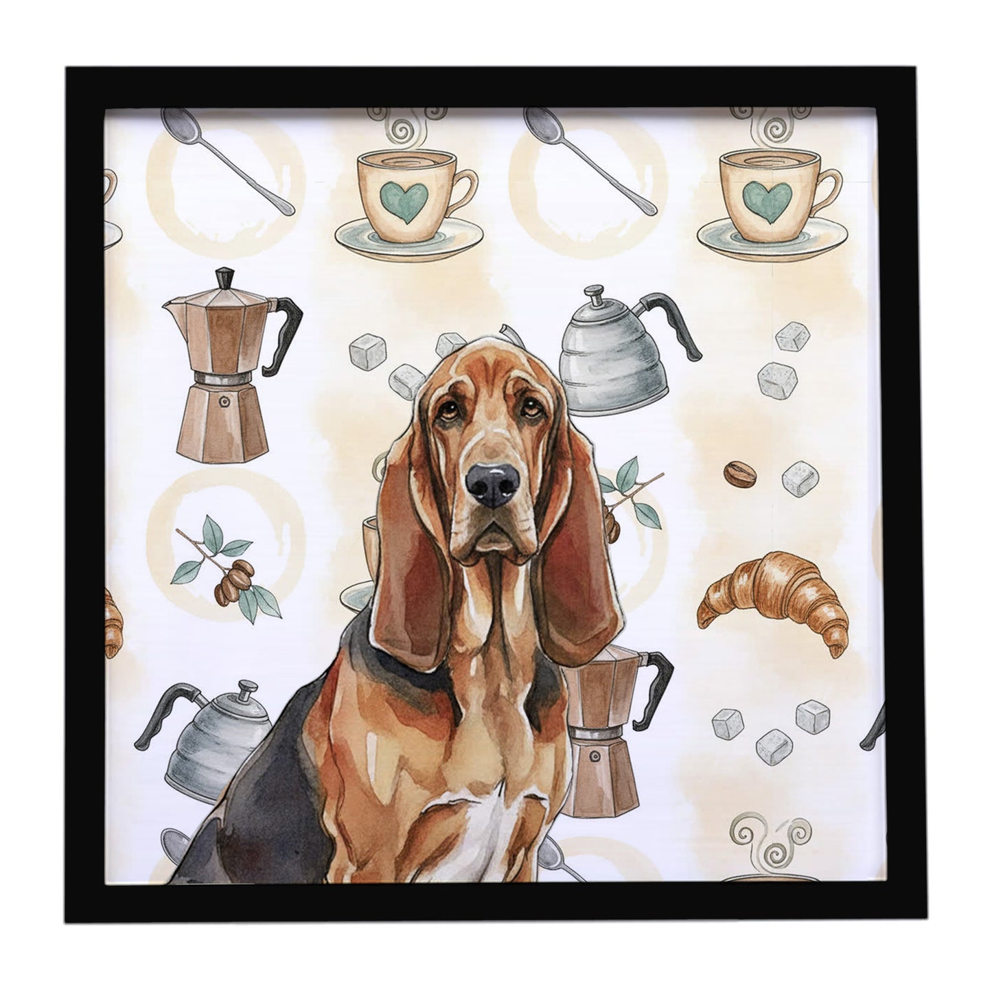 Buy this Liver and Tan Bloodhound Coffee Bar Framed Metal Print