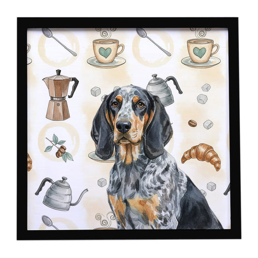 Buy this Bluetick Coonhound Coffee Bar Framed Metal Print
