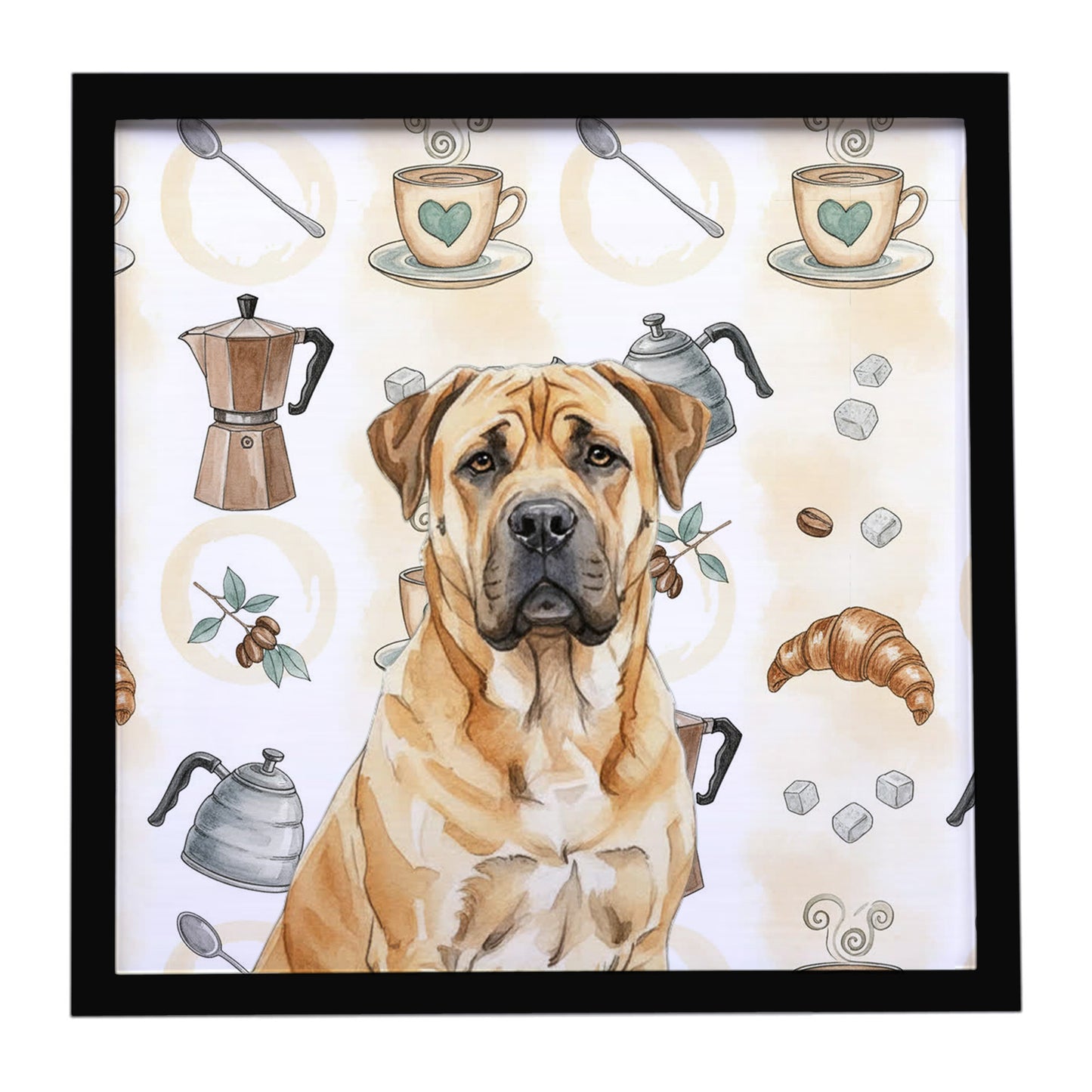 Buy this Fawn Boerboel Coffee Bar Framed Metal Print
