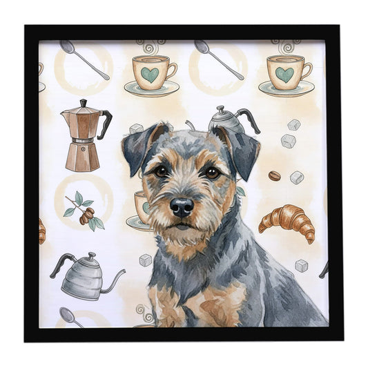 Buy this Blue and Tan Border Terrier Coffee Bar Framed Metal Print