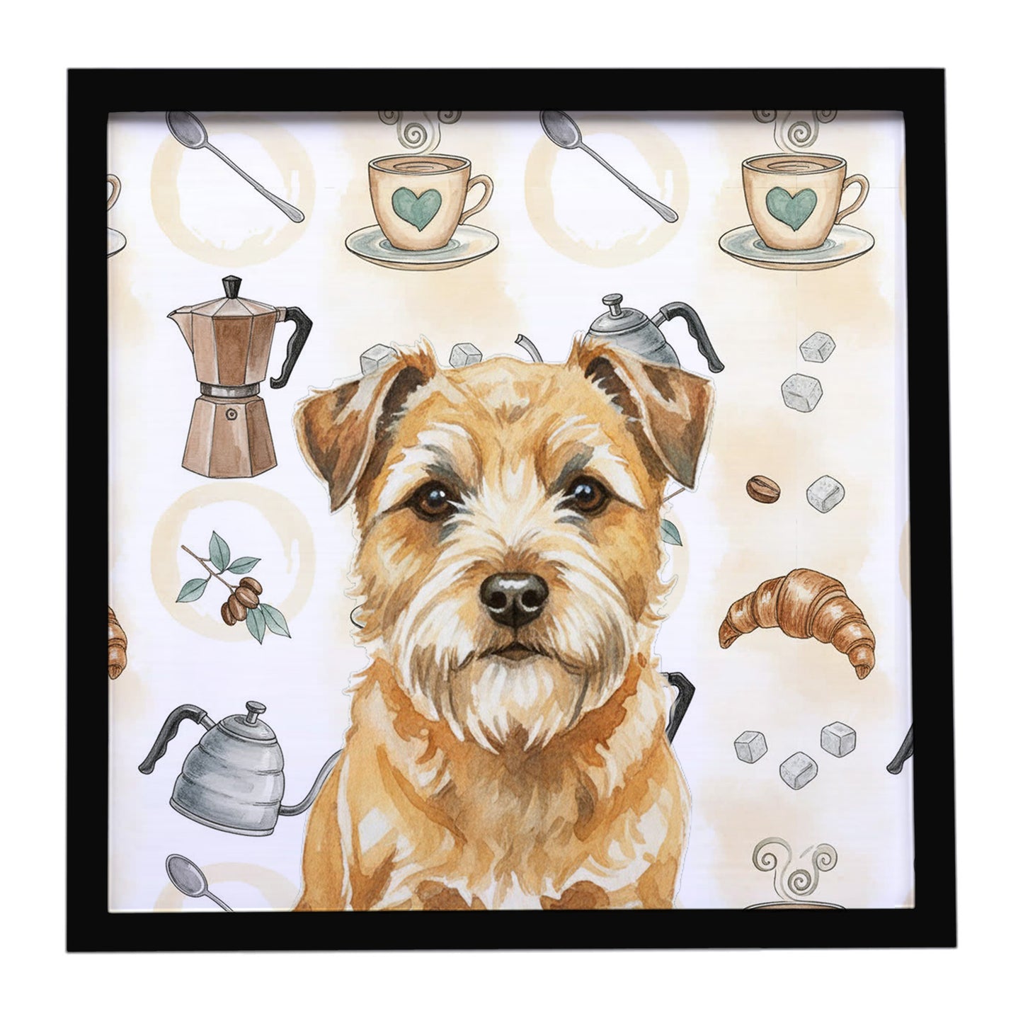 Buy this Wheaten Border Terrier Coffee Bar Framed Metal Print