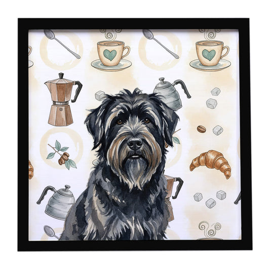 Buy this Bouvier des Flandres Coffee Bar Framed Metal Print