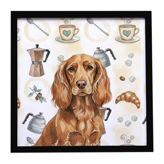 Buy this Boykin Spaniel Coffee Bar Framed Metal Print