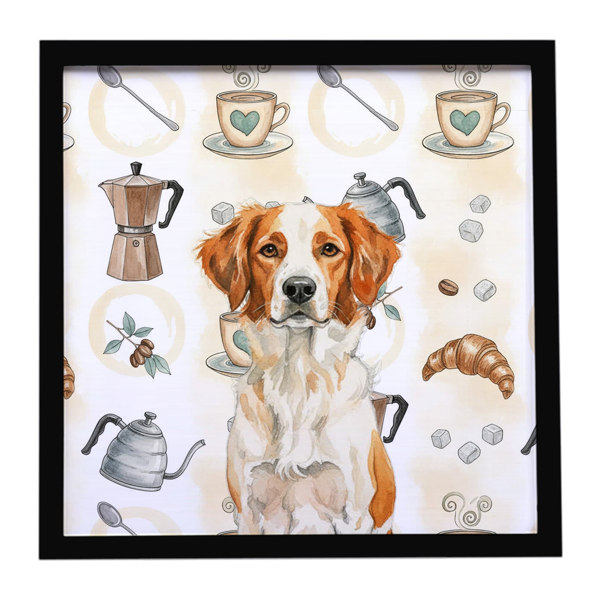 Buy this Orange and White Brittany Coffee Bar Framed Metal Print