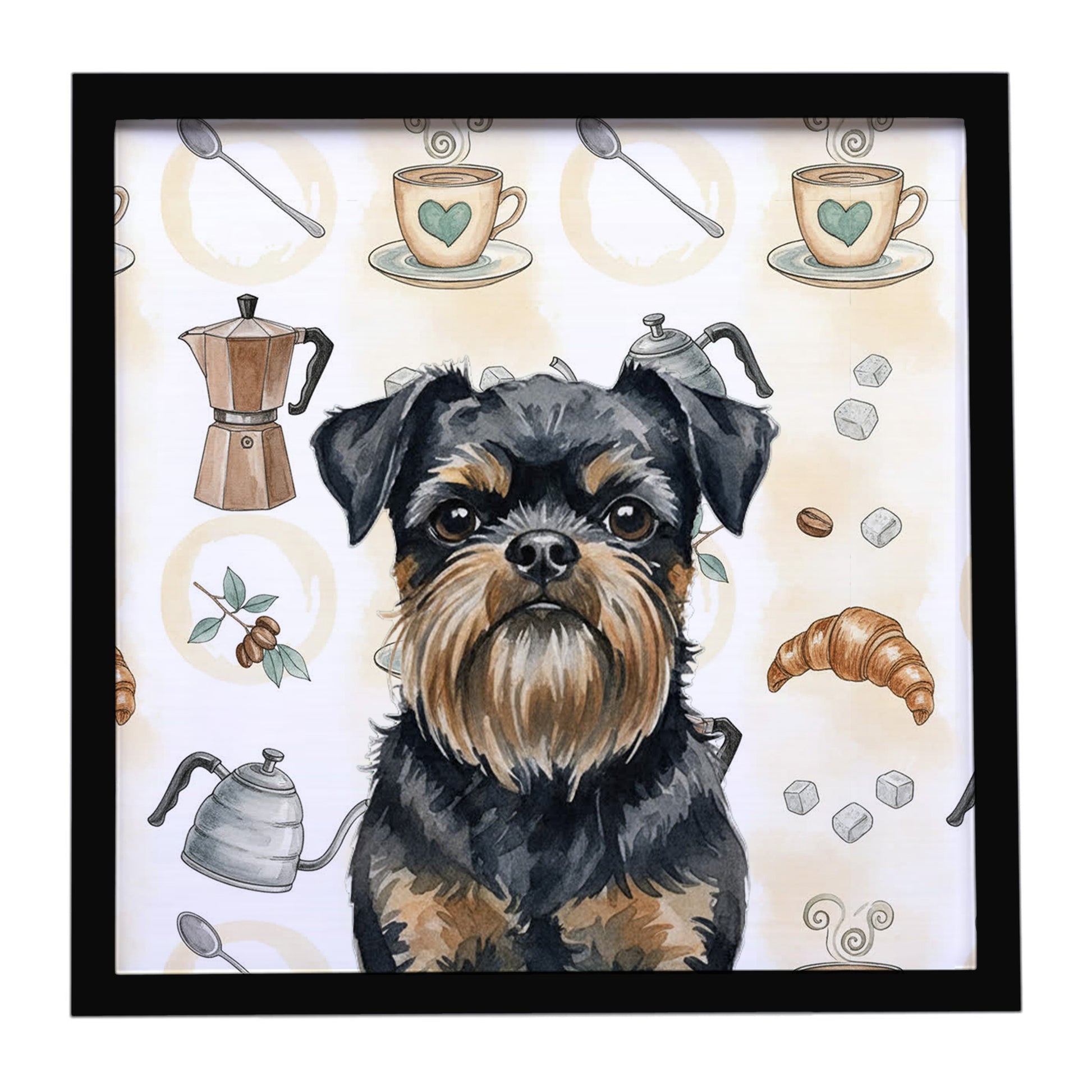 Buy this Black and Tan Brussels Griffon Coffee Bar Framed Metal Print