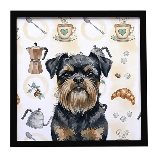 Buy this Black and Tan Brussels Griffon Coffee Bar Framed Metal Print