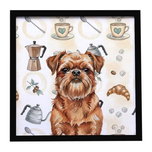 Buy this Red Brussels Griffon Coffee Bar Framed Metal Print