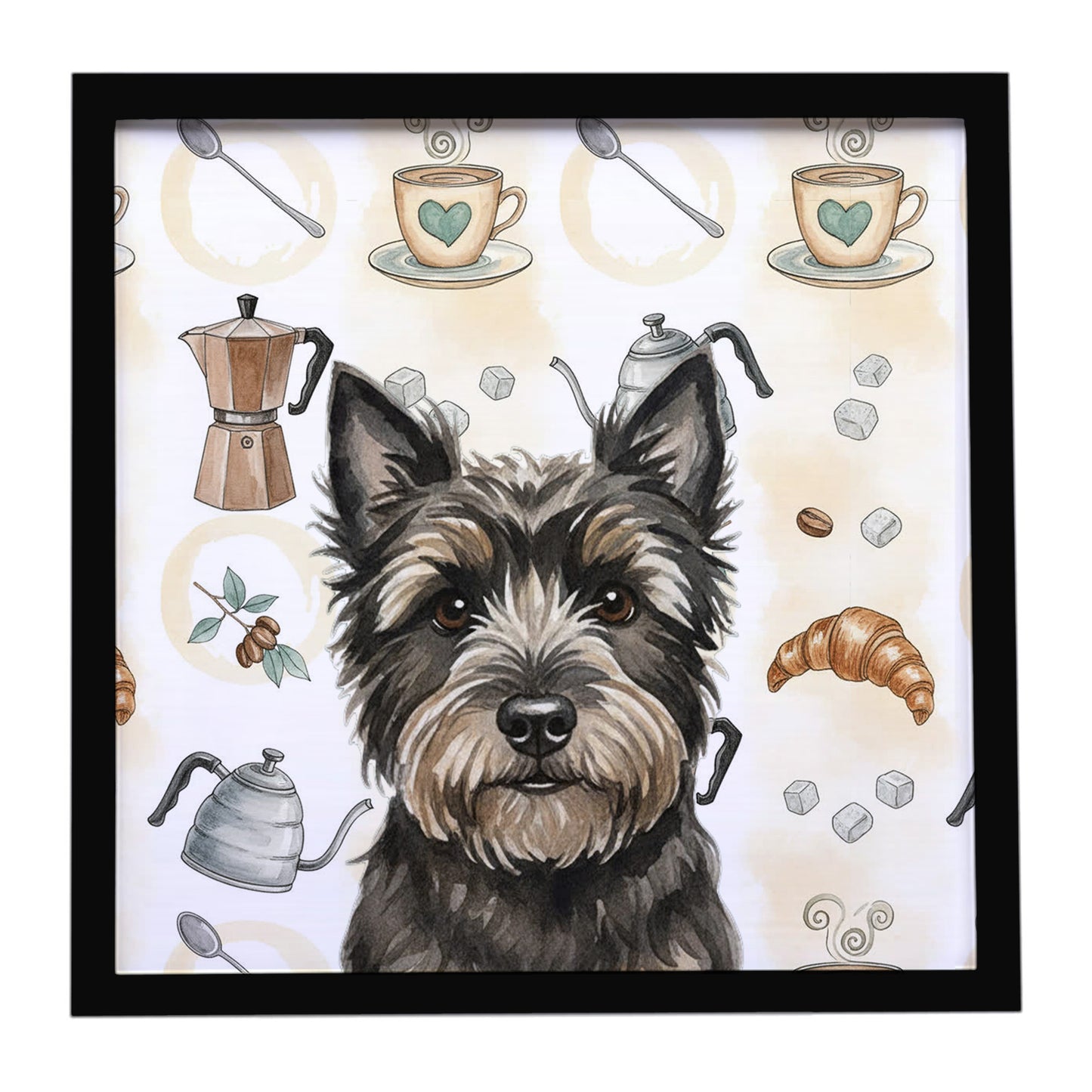 Buy this Black Cairn Terrier Coffee Bar Framed Metal Print