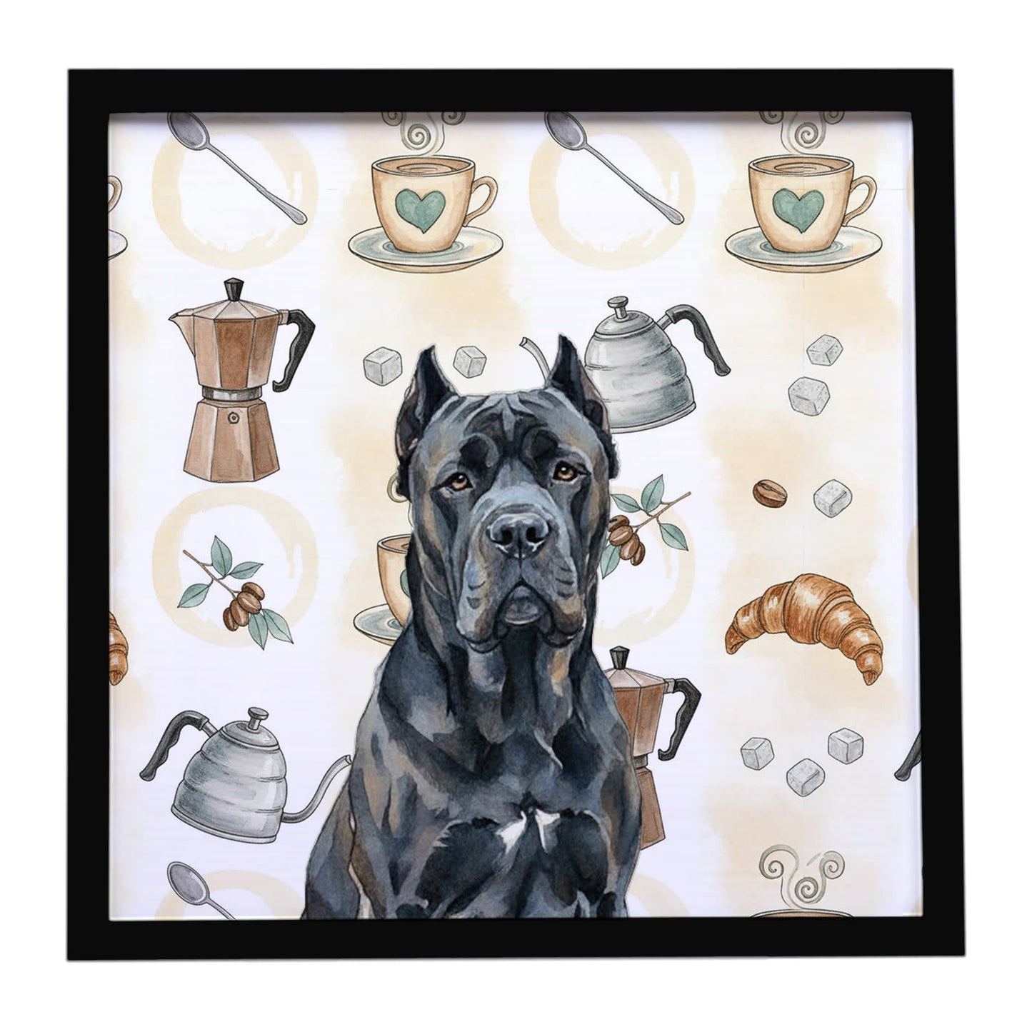 Buy this Cane Corso Coffee Bar Framed Metal Print