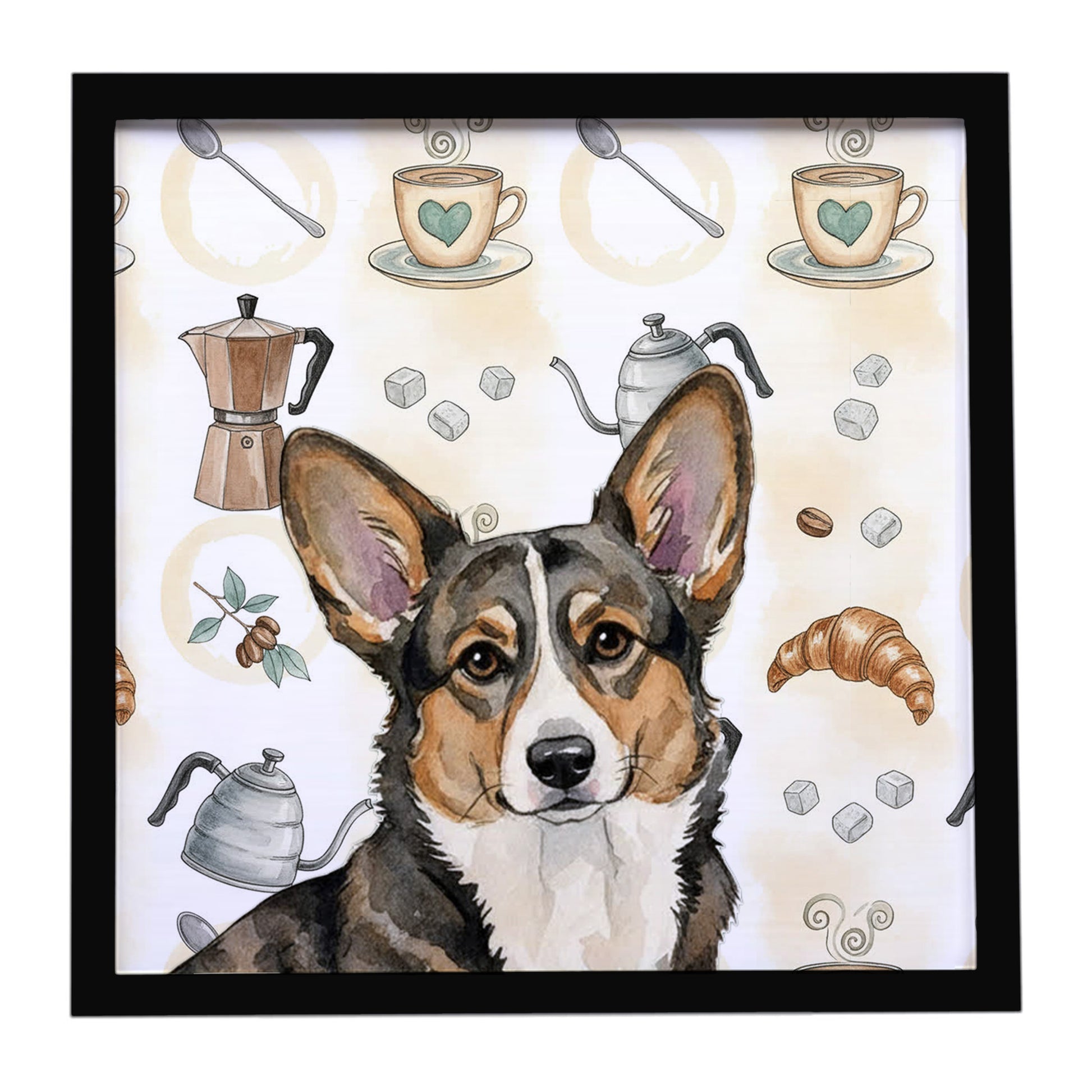 Buy this Brindle Cardigan Welsh Corgi Coffee Bar Framed Metal Print