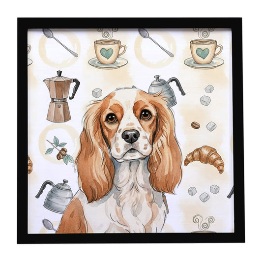 Buy this Blenheim Cavalier Spaniel Coffee Bar Framed Metal Print