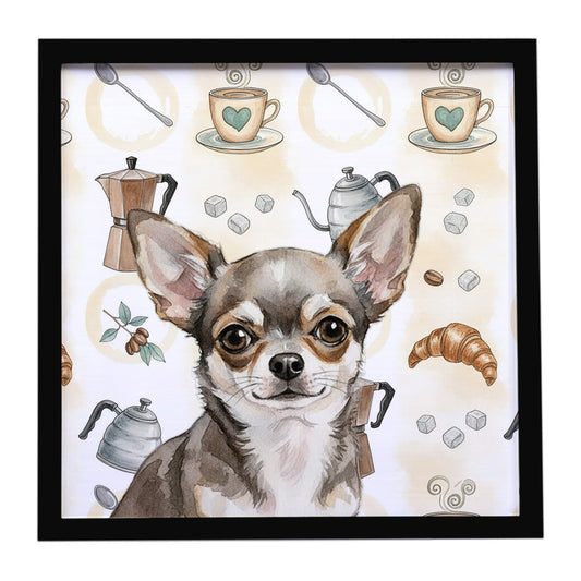 Buy this Chihuahua Coffee Bar Framed Metal Print