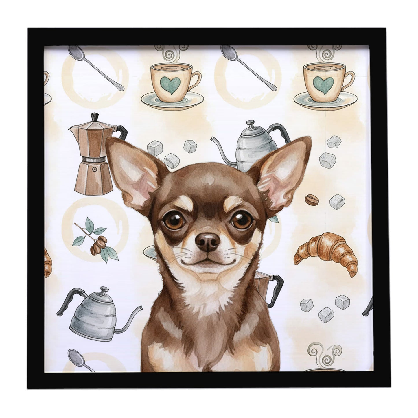 Buy this Chocolate Chihuahua Coffee Bar Framed Metal Print
