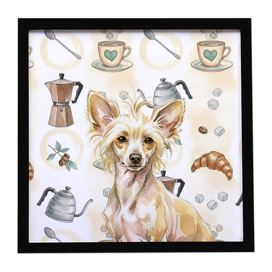 Buy this Hairless Palomino Chinese Crested Coffee Bar Framed Metal Print