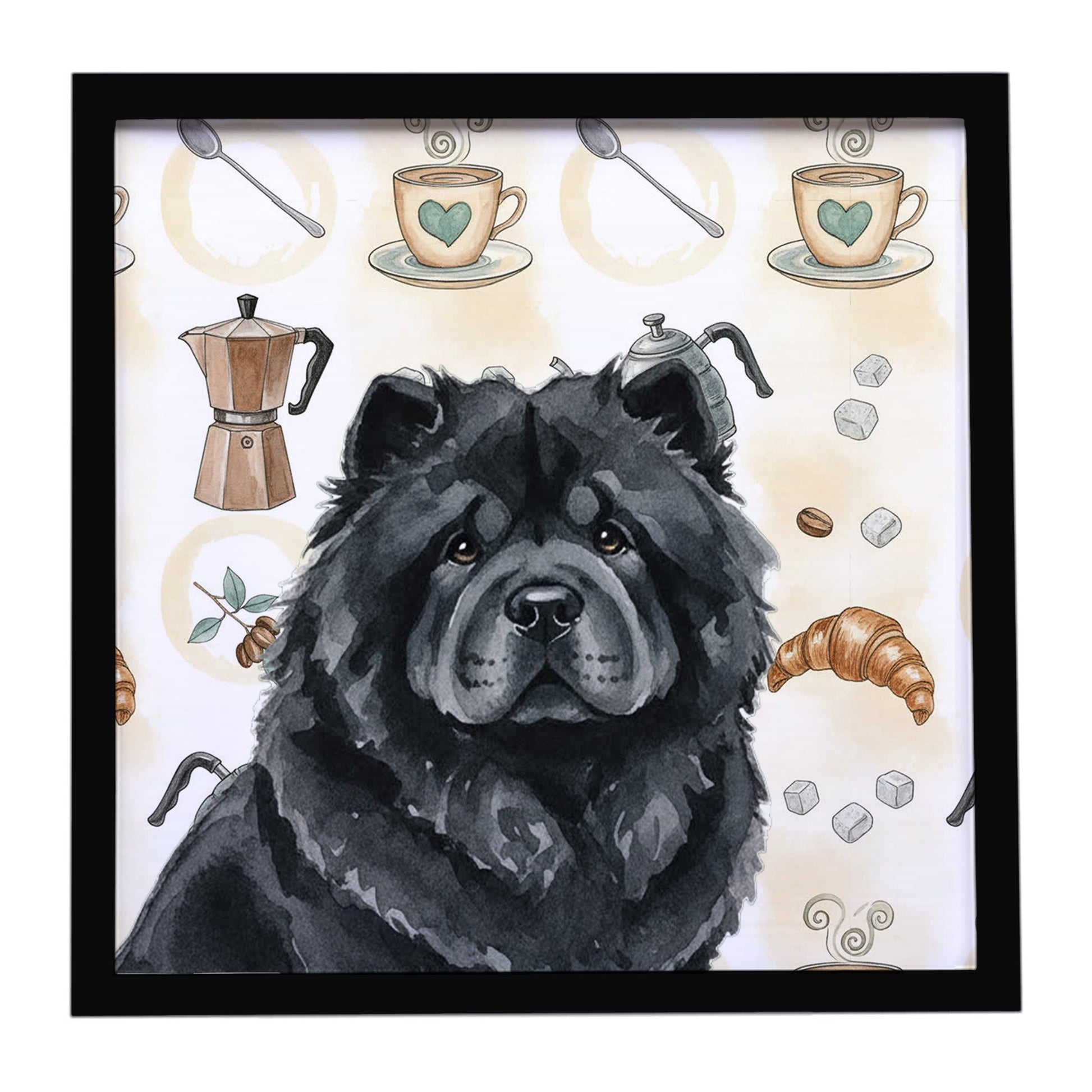 Buy this Black Chow Chow Coffee Bar Framed Metal Print
