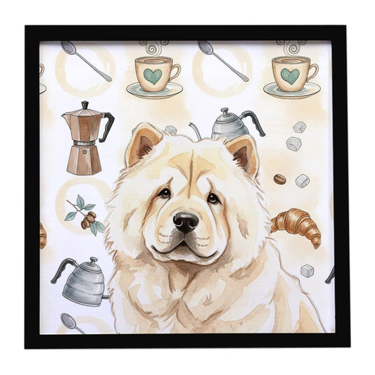Buy this Cream Chow Chow Coffee Bar Framed Metal Print