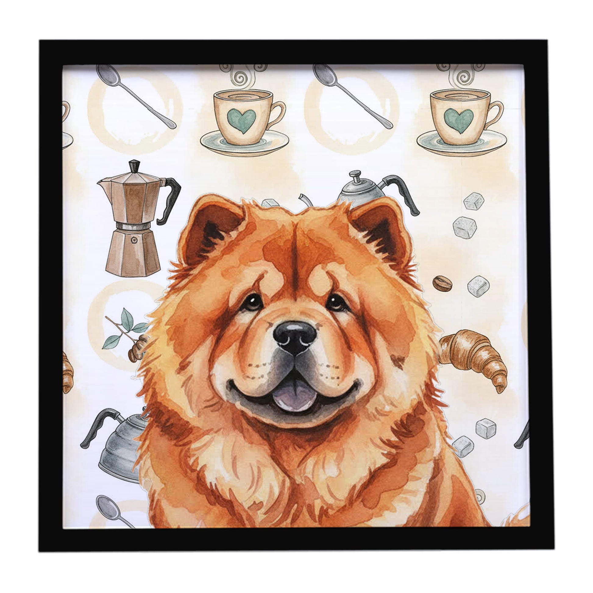 Buy this Red Chow Chow Coffee Bar Framed Metal Print