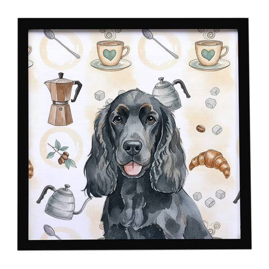Buy this Black Cocker Spaniel Coffee Bar Framed Metal Print