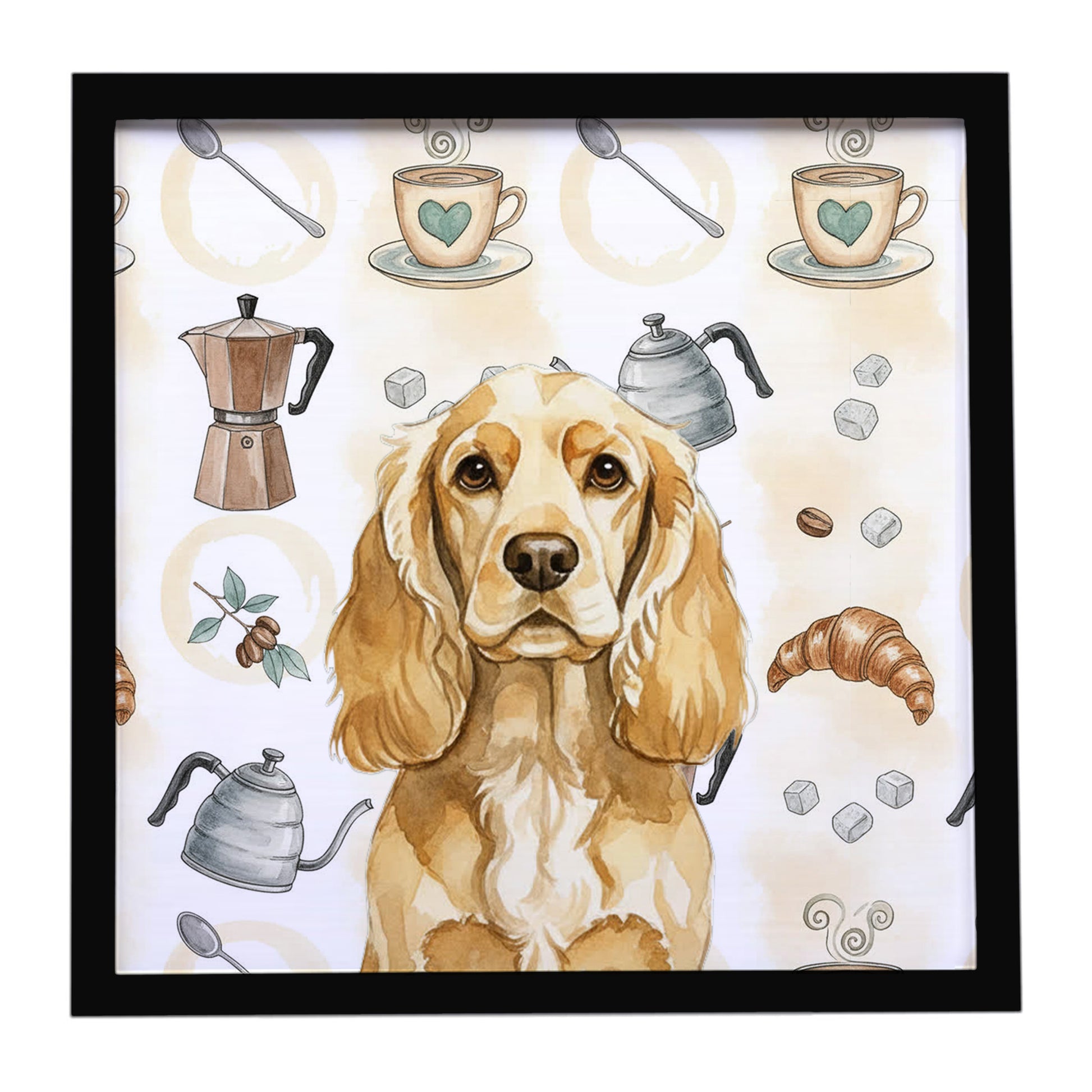 Buy this Buff Cocker Spaniel Coffee Bar Framed Metal Print