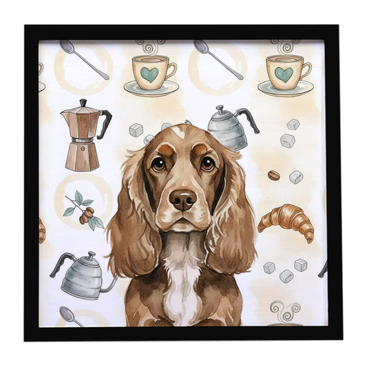 Buy this Chocolate Cocker Spaniel Coffee Bar Framed Metal Print