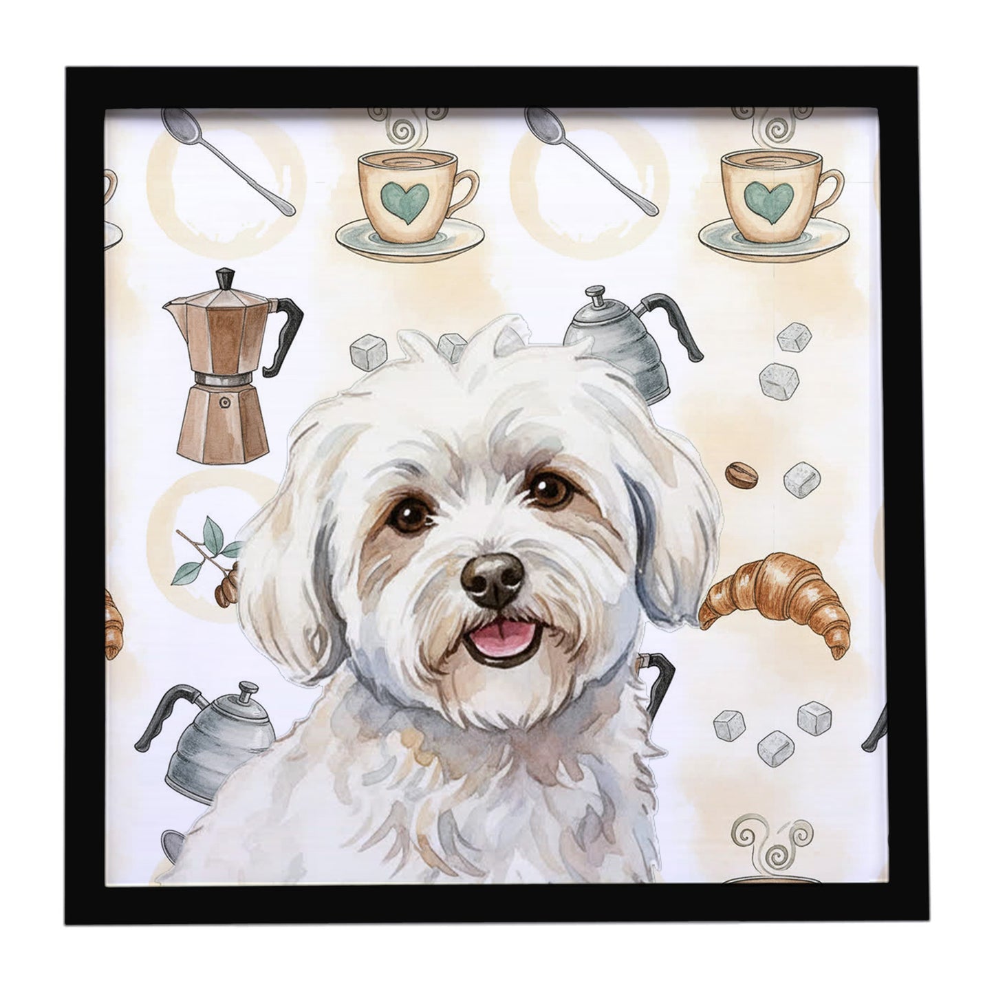 Buy this Coton de Tulear Coffee Bar Framed Metal Print