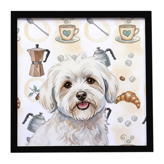 Buy this Coton de Tulear Coffee Bar Framed Metal Print