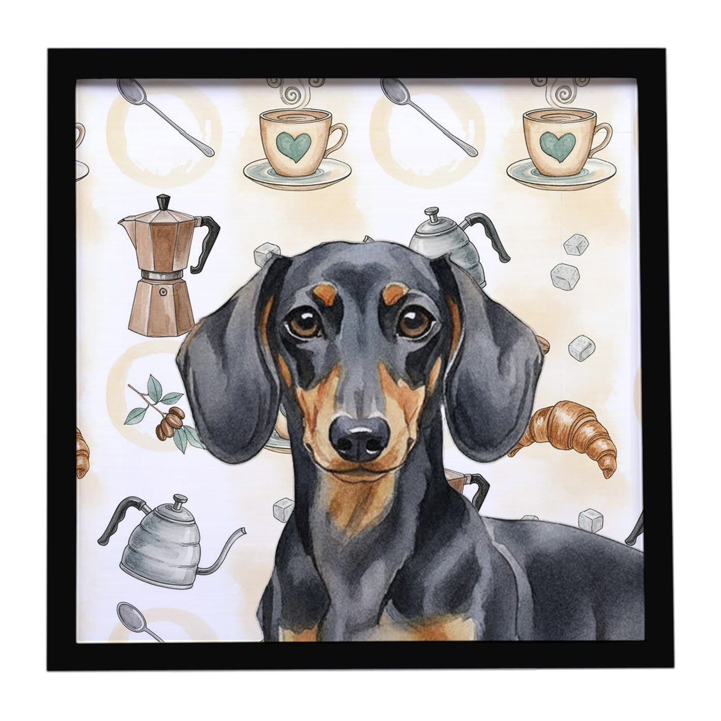 Buy this Black and Tan Dachshund Coffee Bar Framed Metal Print