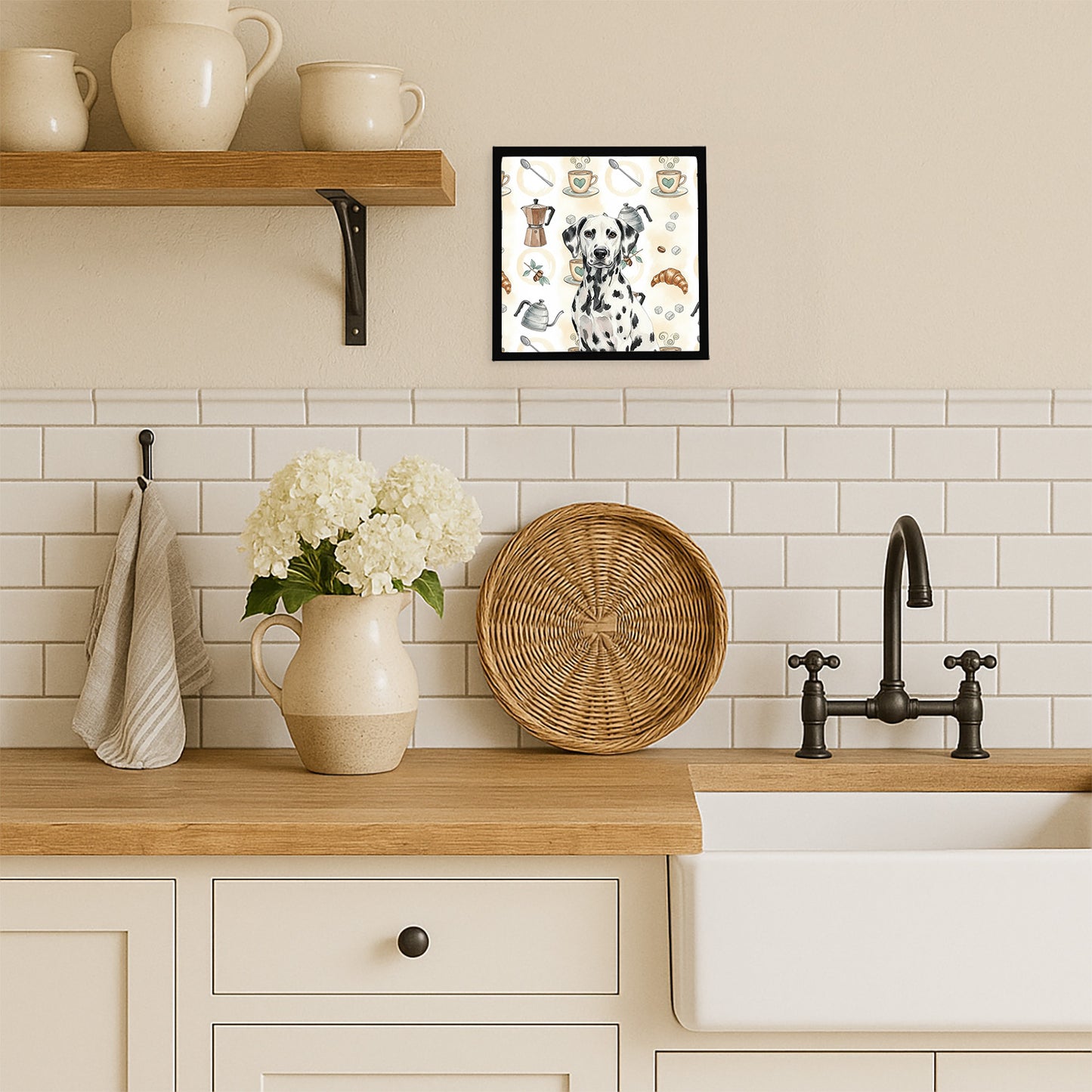 Dalmatian Coffee Bar Framed Metal Print