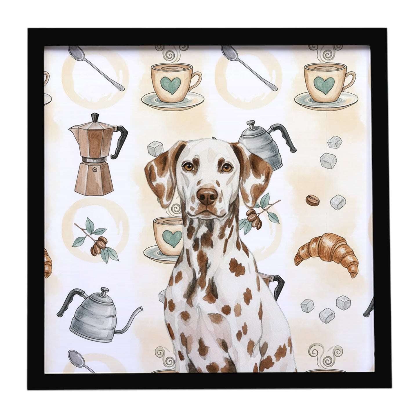 Buy this Liver Dalmatian Coffee Bar Framed Metal Print