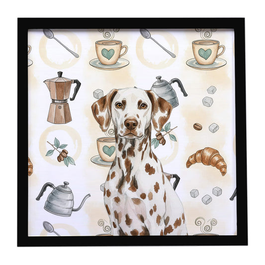 Buy this Liver Dalmatian Coffee Bar Framed Metal Print