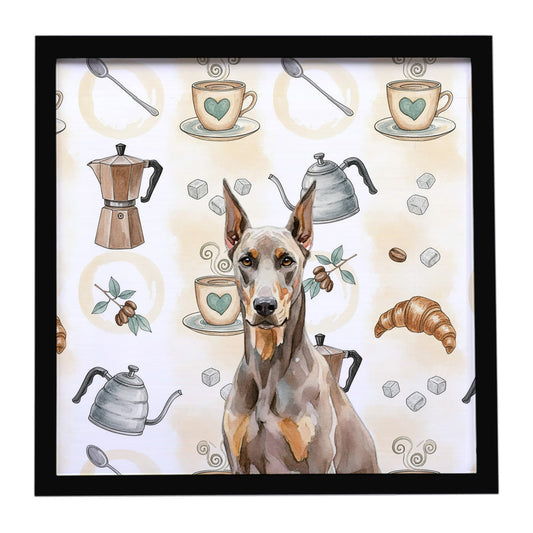 Buy this Fawn Doberman Pinscher Coffee Bar Framed Metal Print