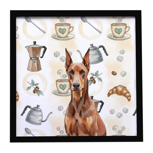 Buy this Red Doberman Pinscher Coffee Bar Framed Metal Print