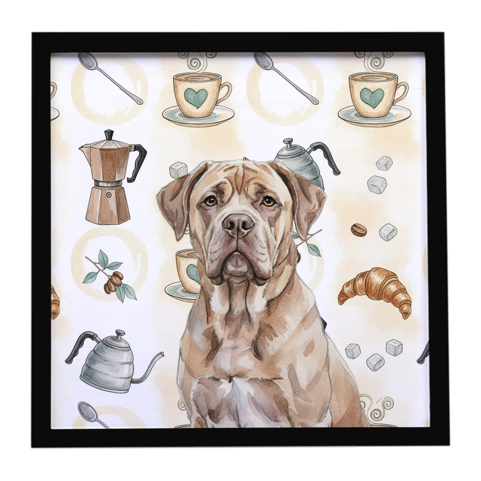 Buy this Isabella Dogue de Bordeaux Coffee Bar Framed Metal Print