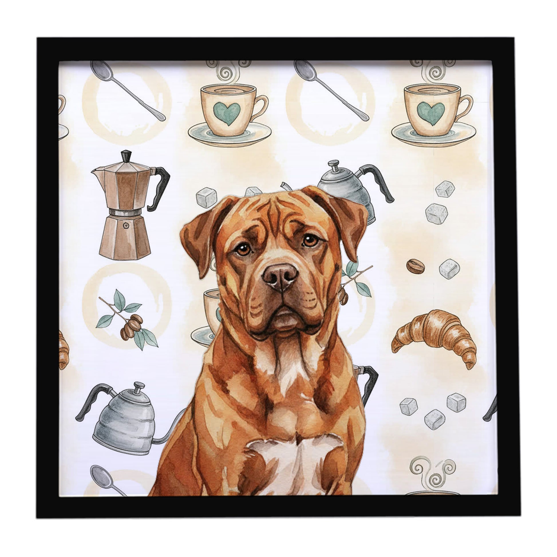 Buy this Mahogany Dogue de Bordeaux Coffee Bar Framed Metal Print