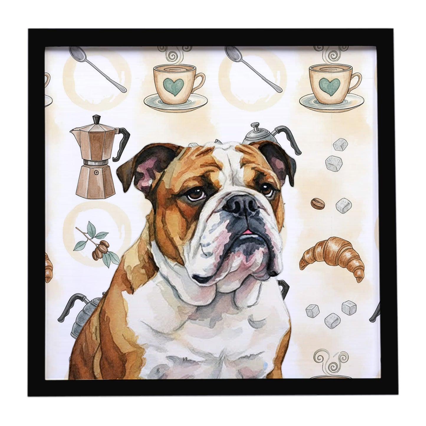 Buy this Brindle and White English Bulldog Coffee Bar Framed Metal Print